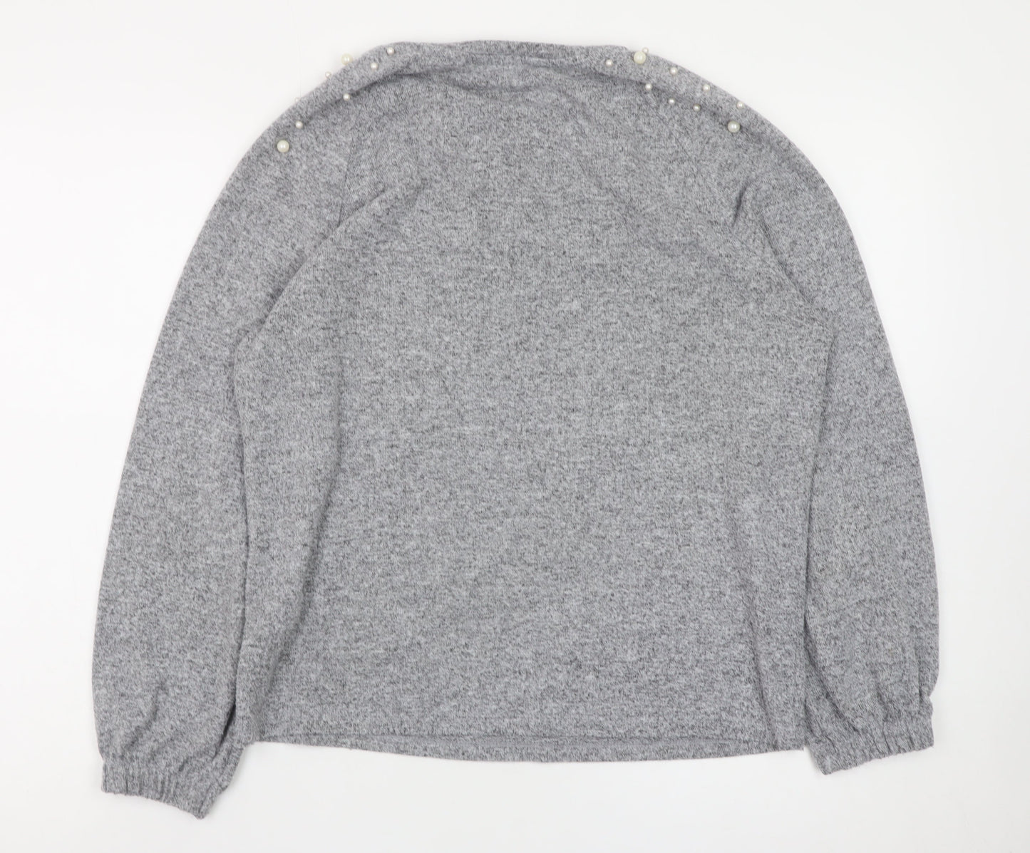 Savida Women's Grey Beaded Pullover Jumper Size 12