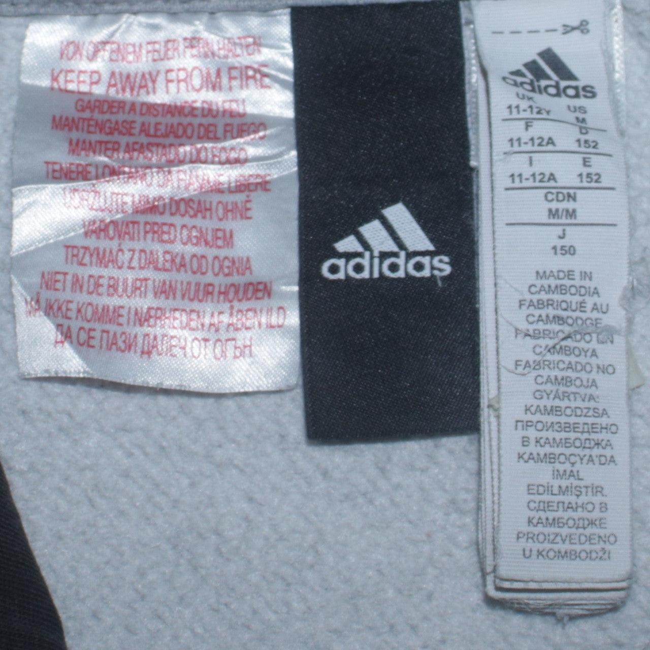 Adidas Boys Grey Hoodie 11-12 Years Pullover Fleece Athletic Logo