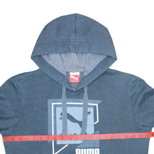 Puma Men's Blue Pullover Hoodie Size S Graphic Fleece Sweatshirt