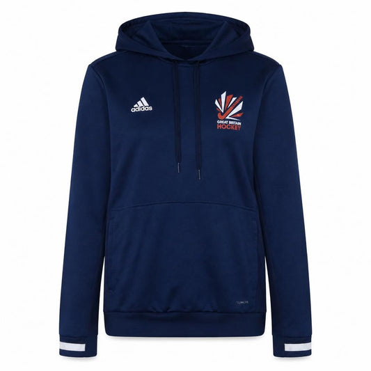 Front view of Adidas Women's Navy Great Britain Hockey Hoodie, size S, Pullover Climalite