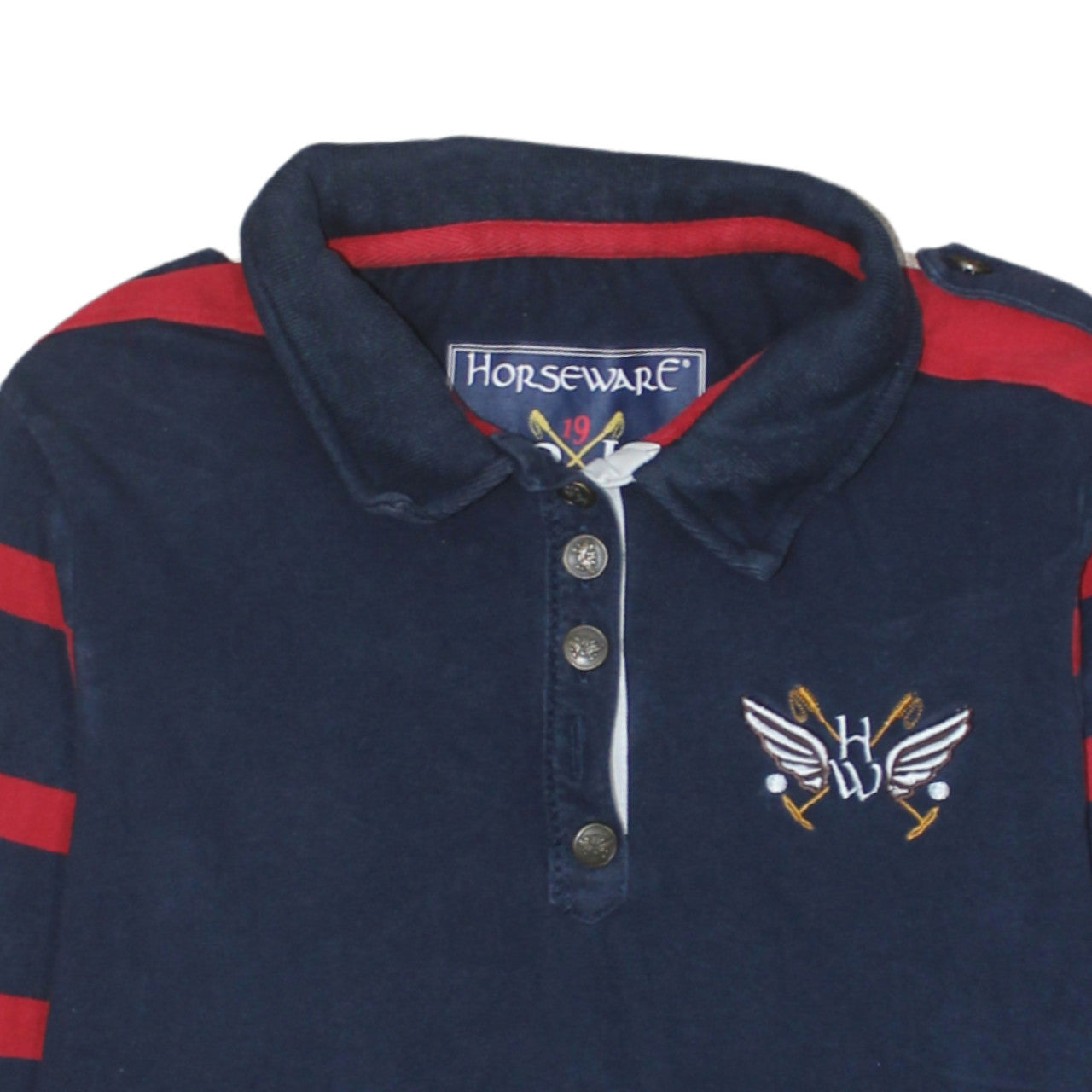 Horseware Women Navy & Red Henley Sweatshirt UK16 XL Cotton Blend