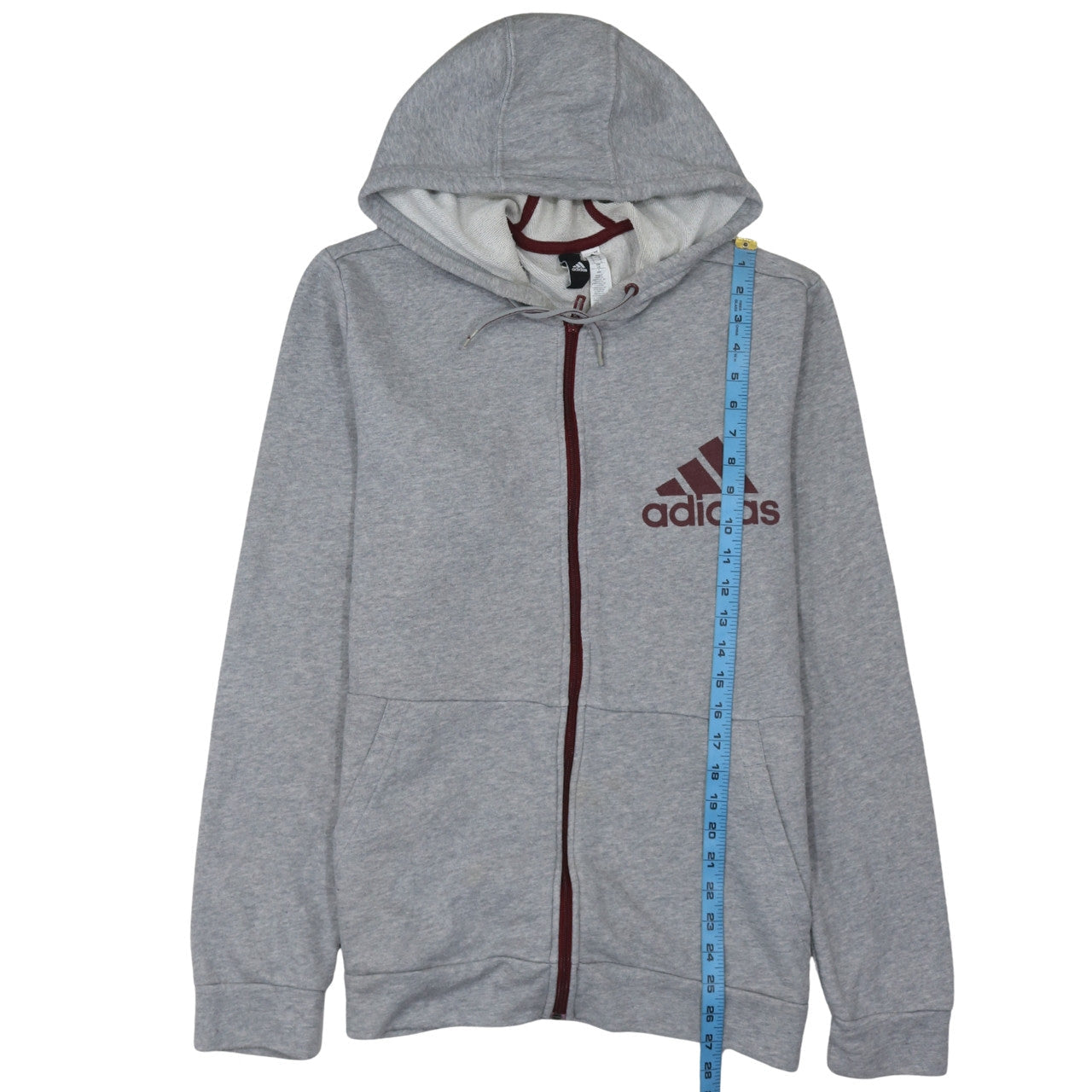 Adidas Men's Grey Full Zip Hoodie L Sports Logo Sweatshirt