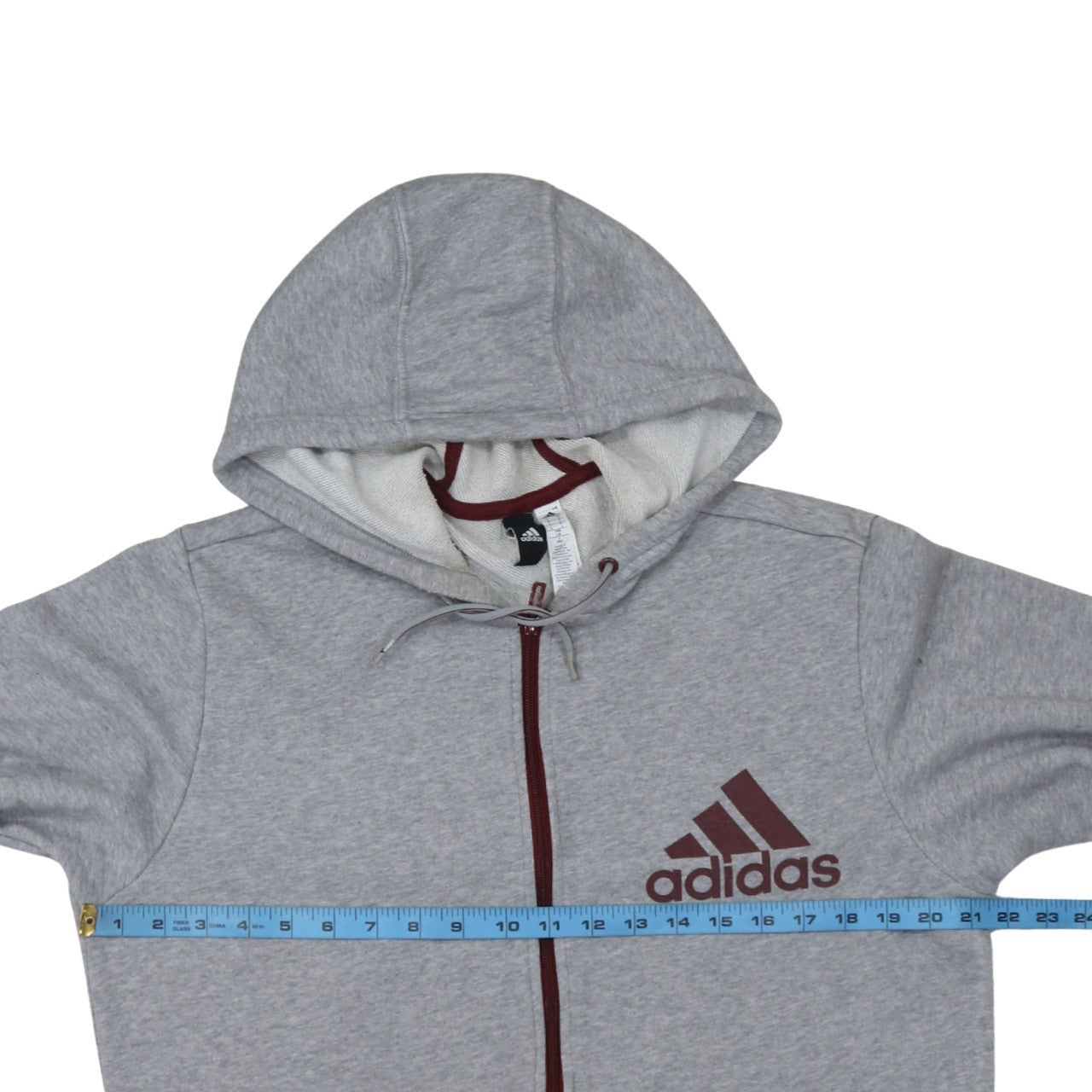 Adidas Men's Grey Full Zip Hoodie L Sports Logo Sweatshirt