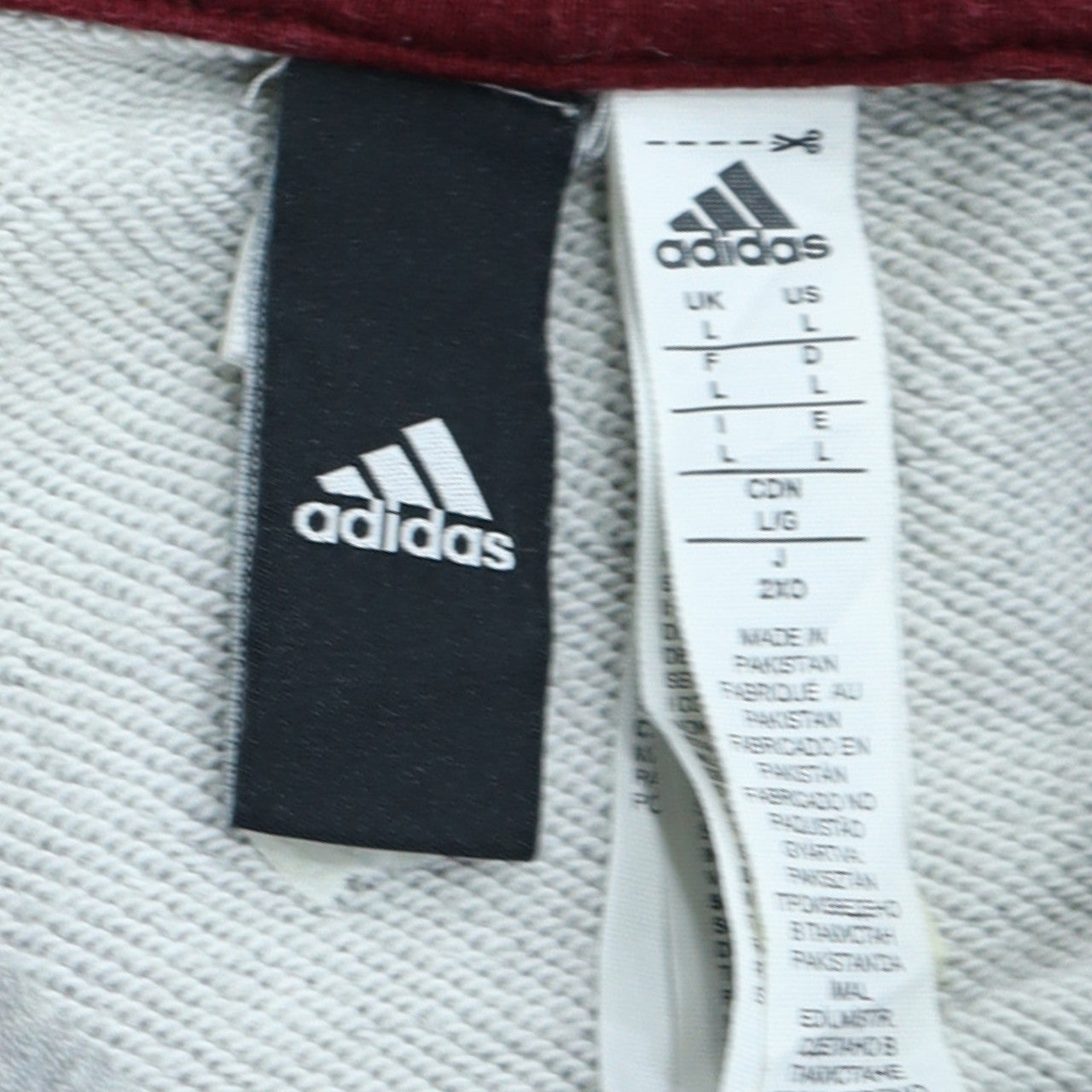 Adidas Men's Grey Full Zip Hoodie L Sports Logo Sweatshirt