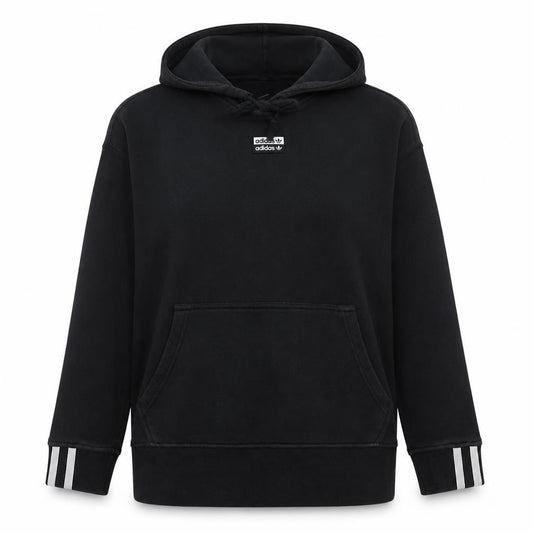 Adidas Womens Black Size 12 Pullover Hoodie Sweatshirt with Logo Detail