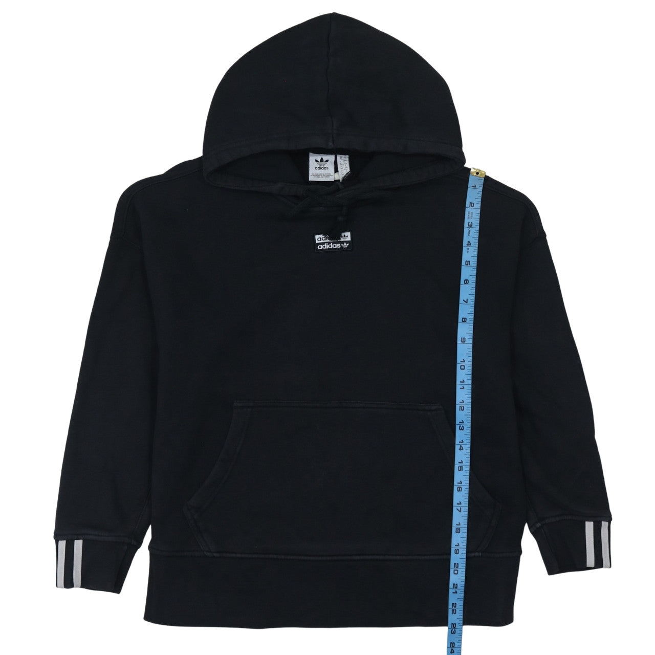 Adidas Womens Black Size 12 Pullover Hoodie Sweatshirt with Logo Detail