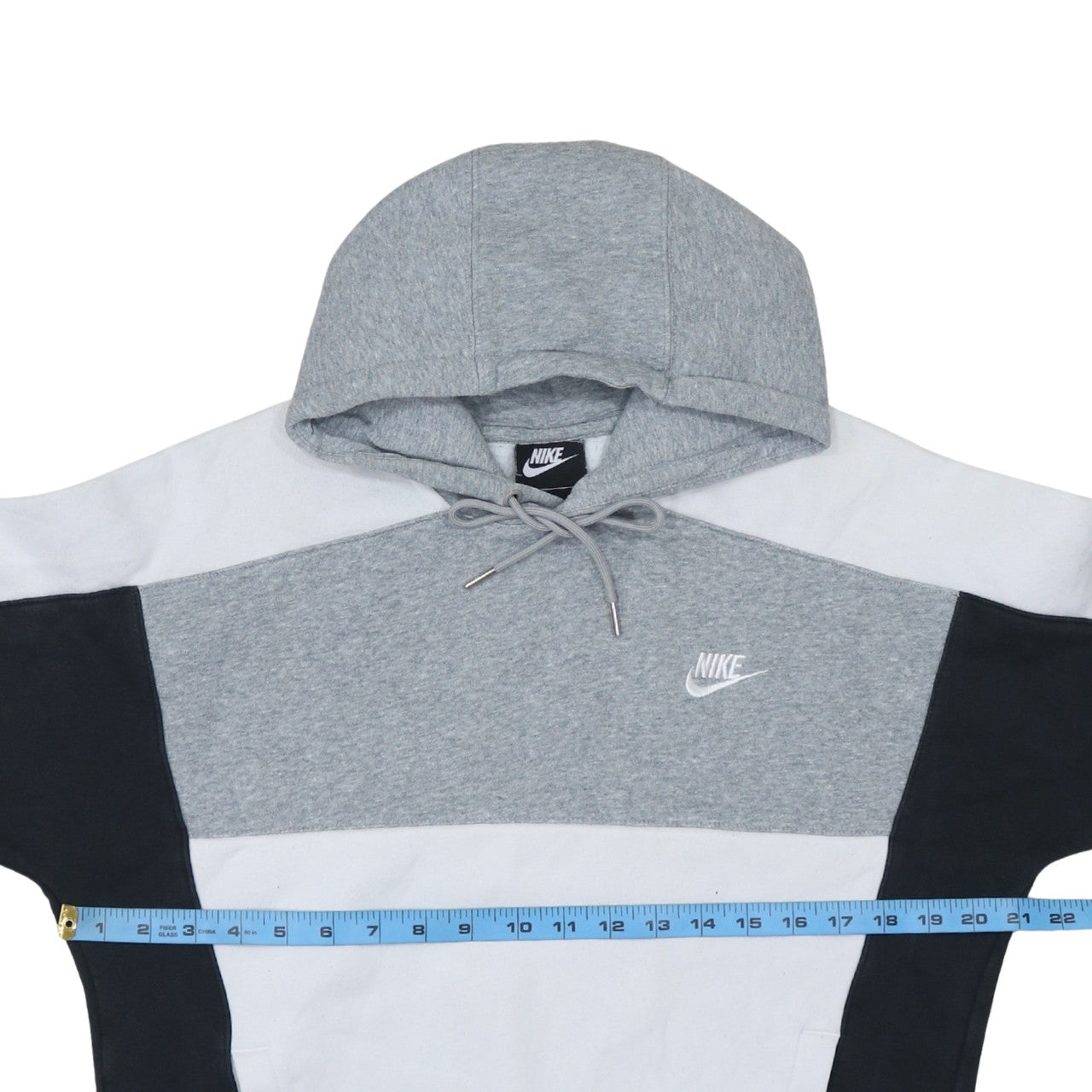 Nike Men's Grey Colour Block Pullover Hoodie Size S