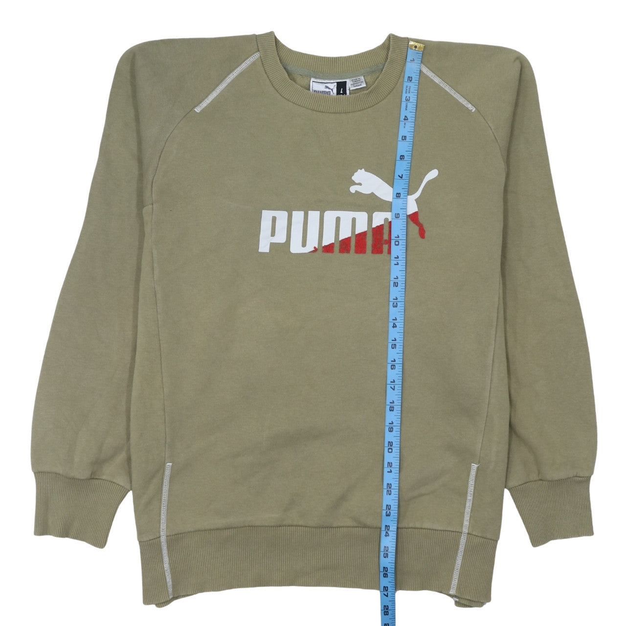 Puma Mens Beige Crew Neck Pullover Sweatshirt L Sports Logo
