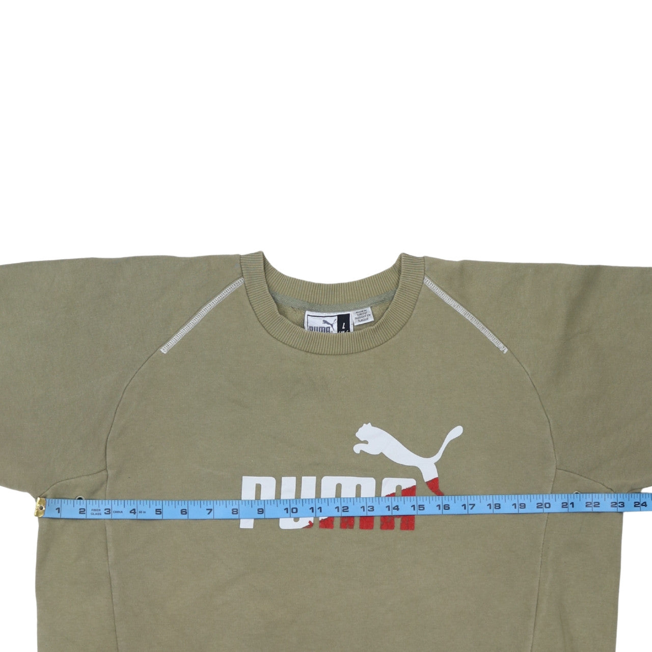 Puma Mens Beige Crew Neck Pullover Sweatshirt L Sports Logo