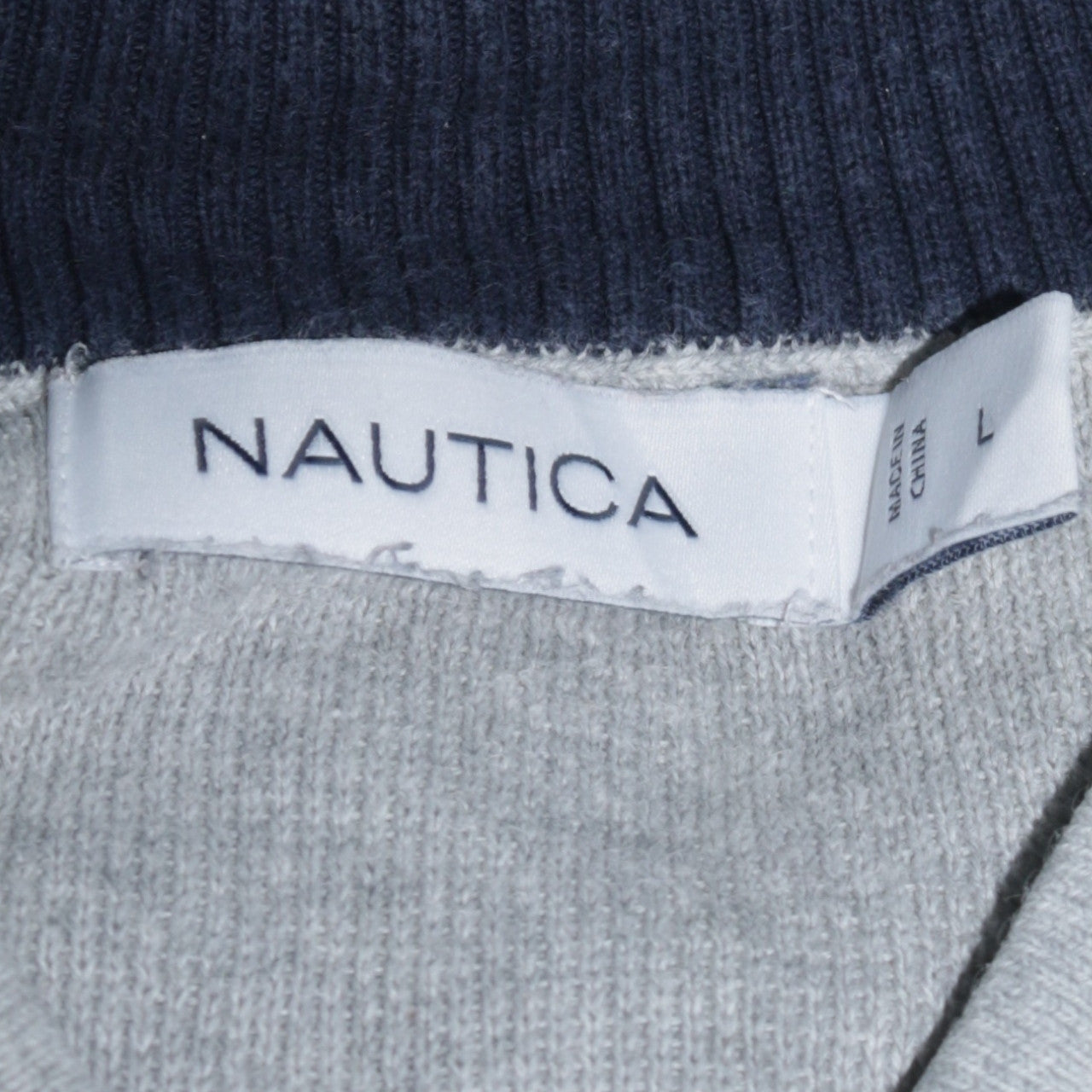 Nautica Men’s Grey 1/4 Zip Cotton Knit Jumper L