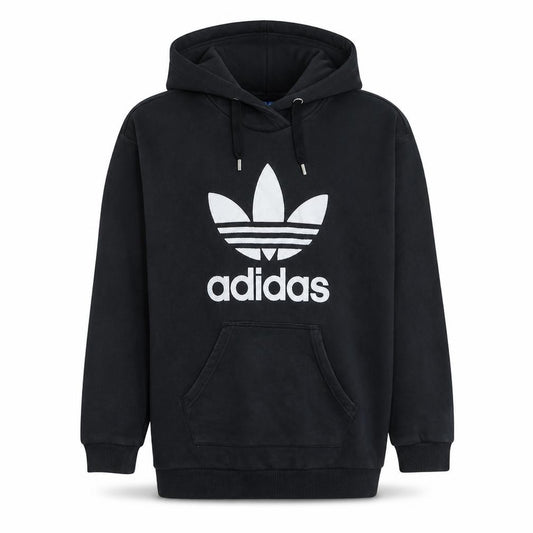 Adidas Womens Black Size 8 Pullover Hoodie Sweatshirt Trefoil Logo