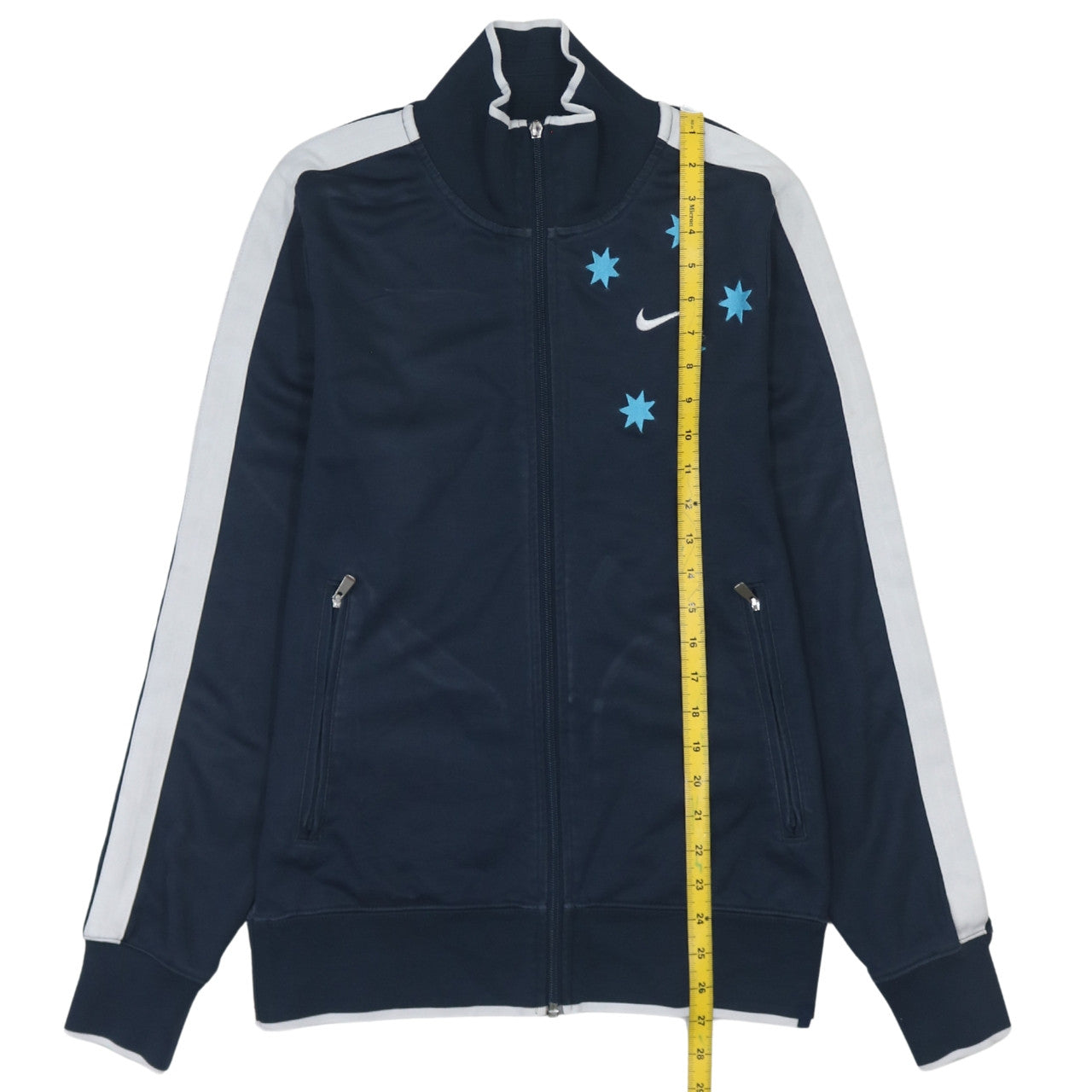 Nike Men's Navy Blue Track Jacket Small Full Zip Polyester Cotton