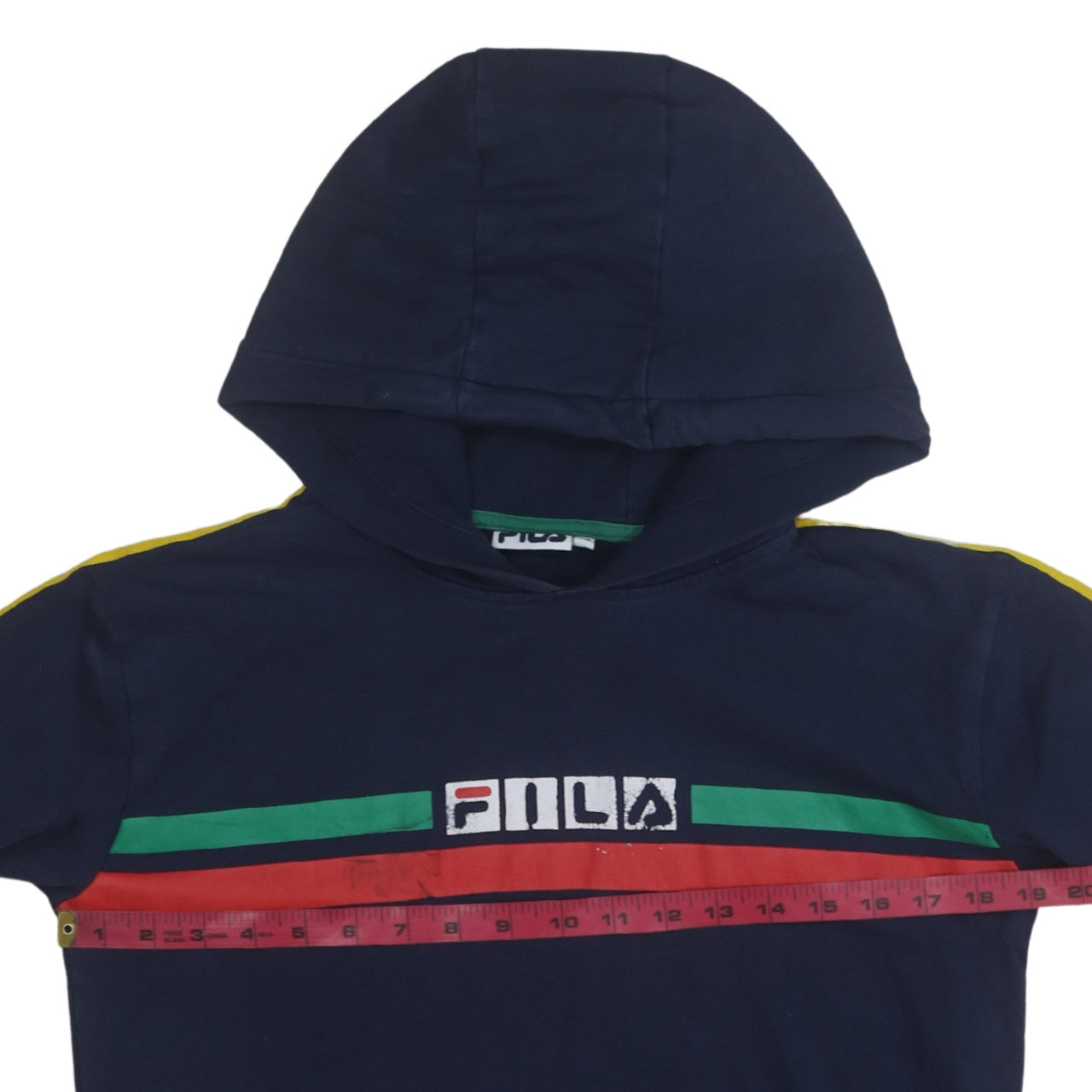 Fila Men's Blue Pullover Hoodie XS Logo Stripe Casual Sweatshirt