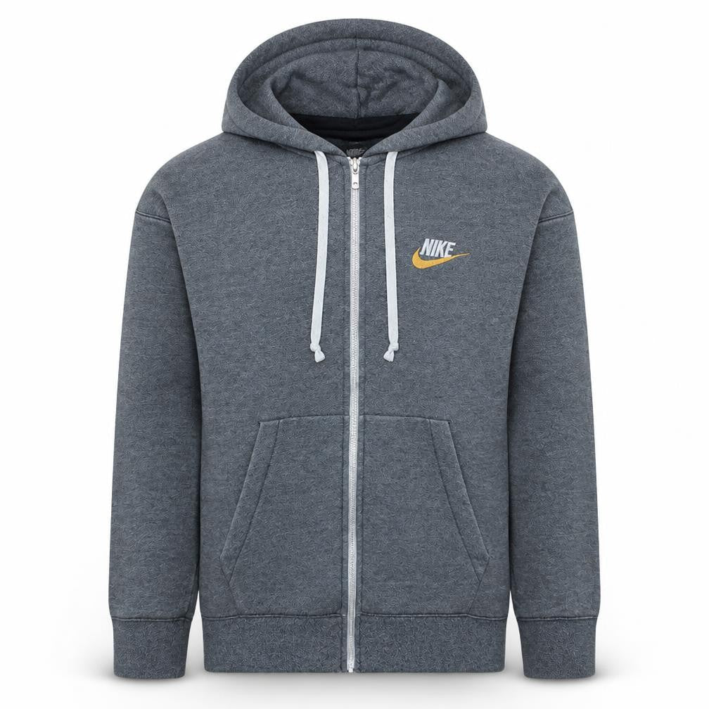 Nike Men's Grey Full Zip Hoodie Medium Embroidered Sportswear