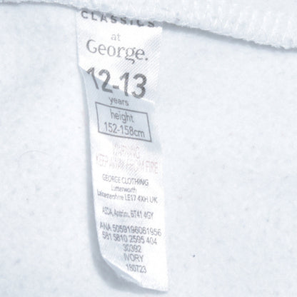 Brand and care label for Disney Classics girls’ white stitch pullover hoodie 12-13 years by george