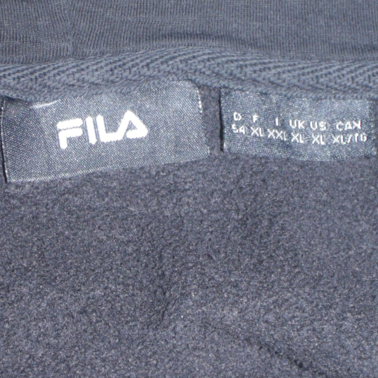 FILA Mens Black XL Full Zip Hoodie Fleece Sweatshirt