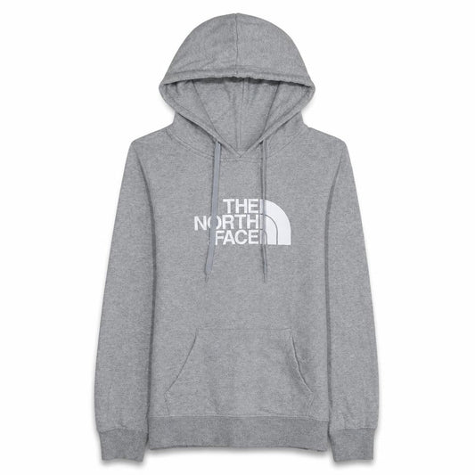 The North Face Women Grey Pullover Hoodie Size M Logo Print Cotton Blend