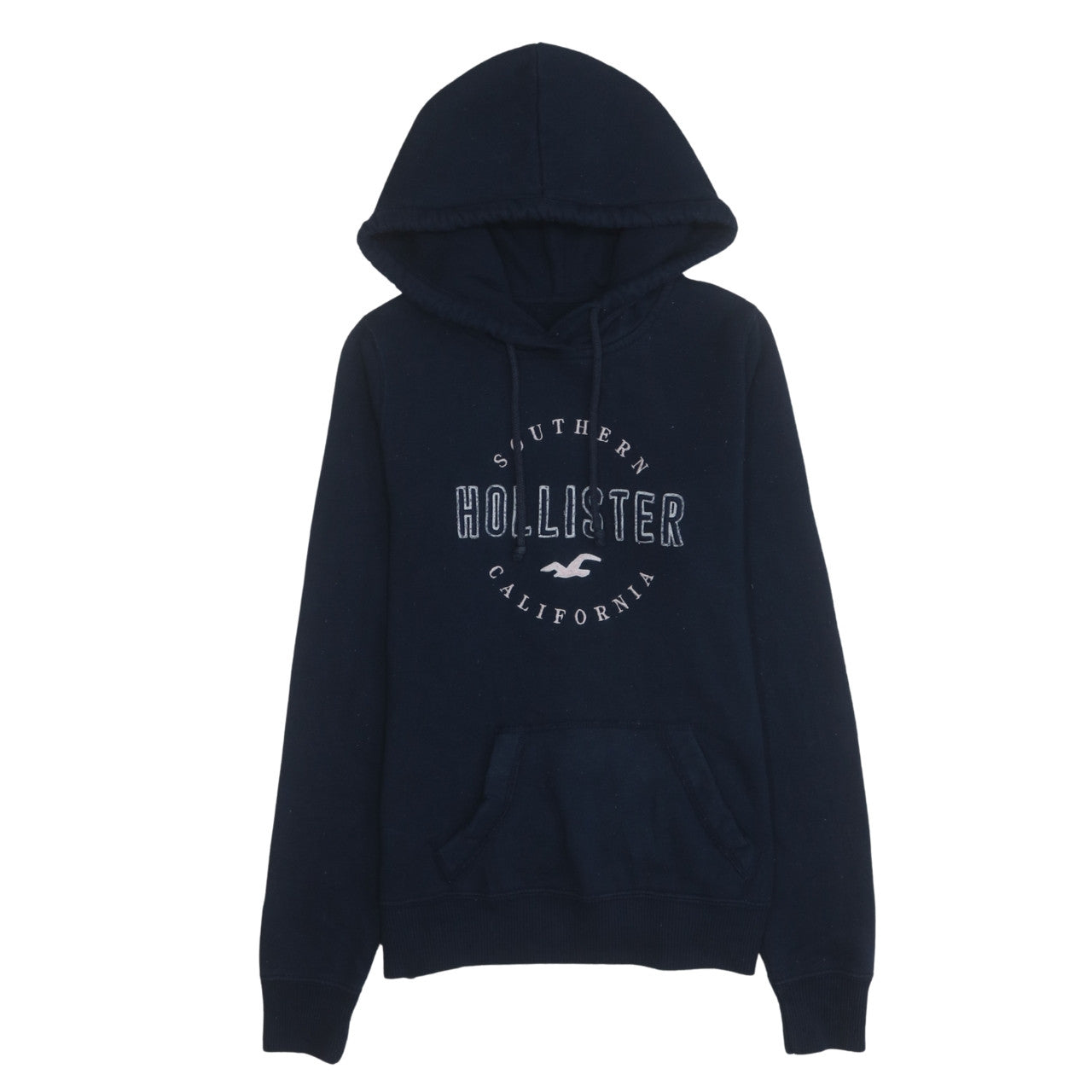 Hollister Womens Navy Blue XS Pullover Hoodie with Logo Print