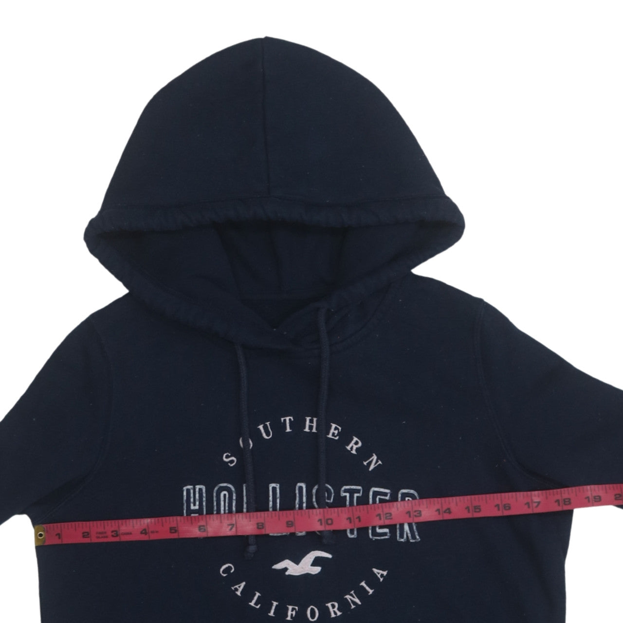 Hollister Womens Navy Blue XS Pullover Hoodie with Logo Print