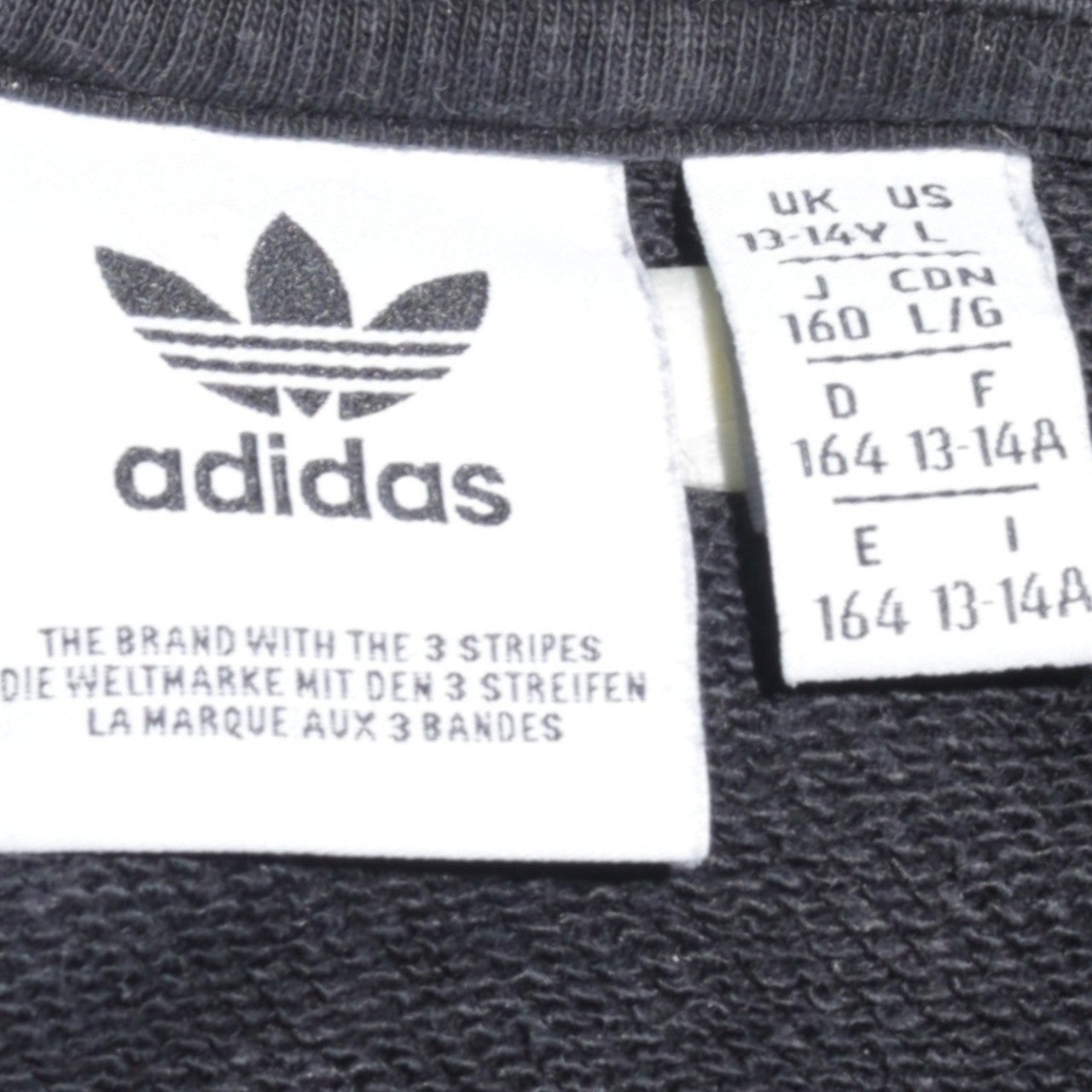 Adidas Boys Black Logo Crew Neck Pullover Sweatshirt 13-14 Years