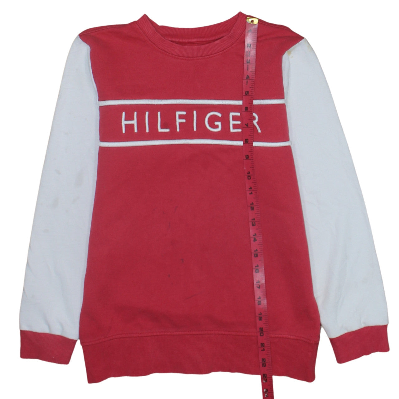 Tommy Hilfiger Boys Red Colourblock Logo Crew Neck Sweatshirt 12 Years