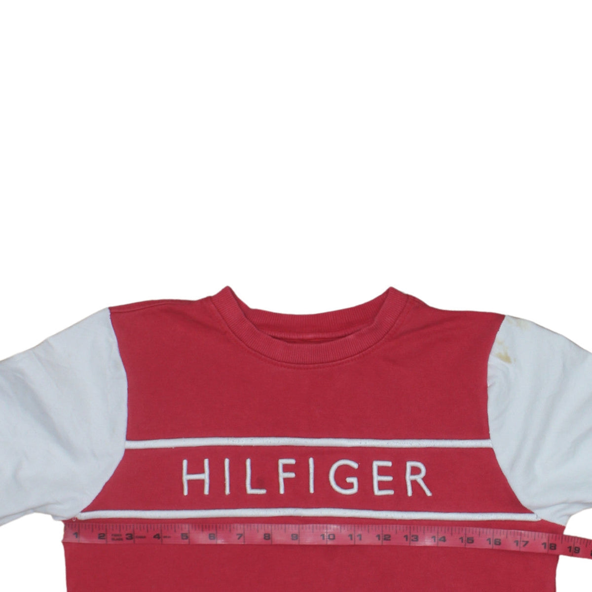 Tommy Hilfiger Boys Red Colourblock Logo Crew Neck Sweatshirt 12 Years