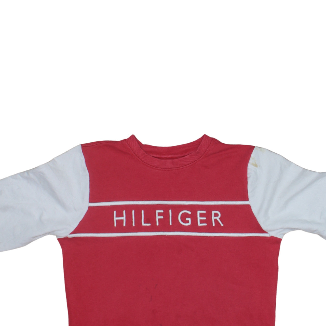 Tommy Hilfiger Boys Red Colourblock Logo Crew Neck Sweatshirt 12 Years
