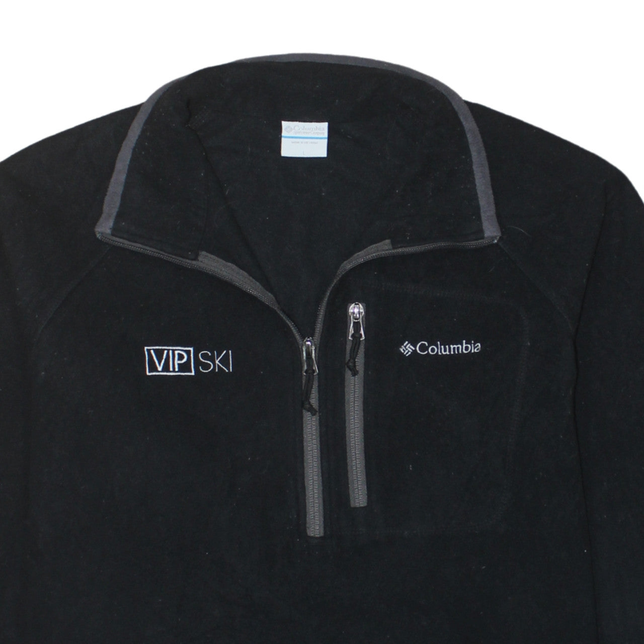 Columbia Men's Black Fleece Ski Jacket L 1/4 Zip Outdoor Winter