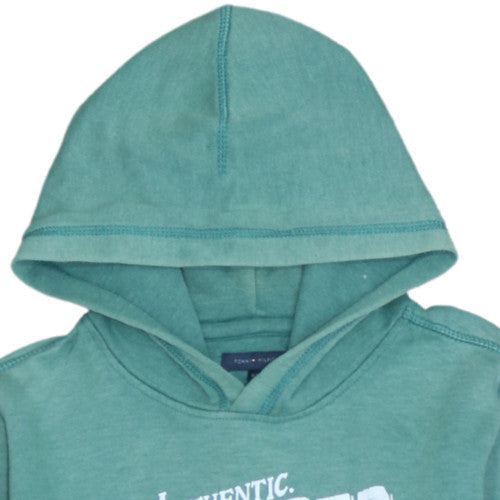 Tommy Hilfiger Boys Green Pullover Hoodie 13-14 Years Graphic Logo Sweatshirt