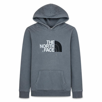 Front view of The North Face boys’ grey xl pullover hoodie sweatshirt 100% cotton