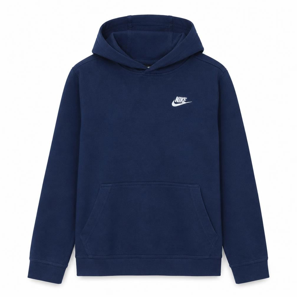 Nike Women's Navy Blue Pullover Hoodie L Cotton Blend Logo Casual