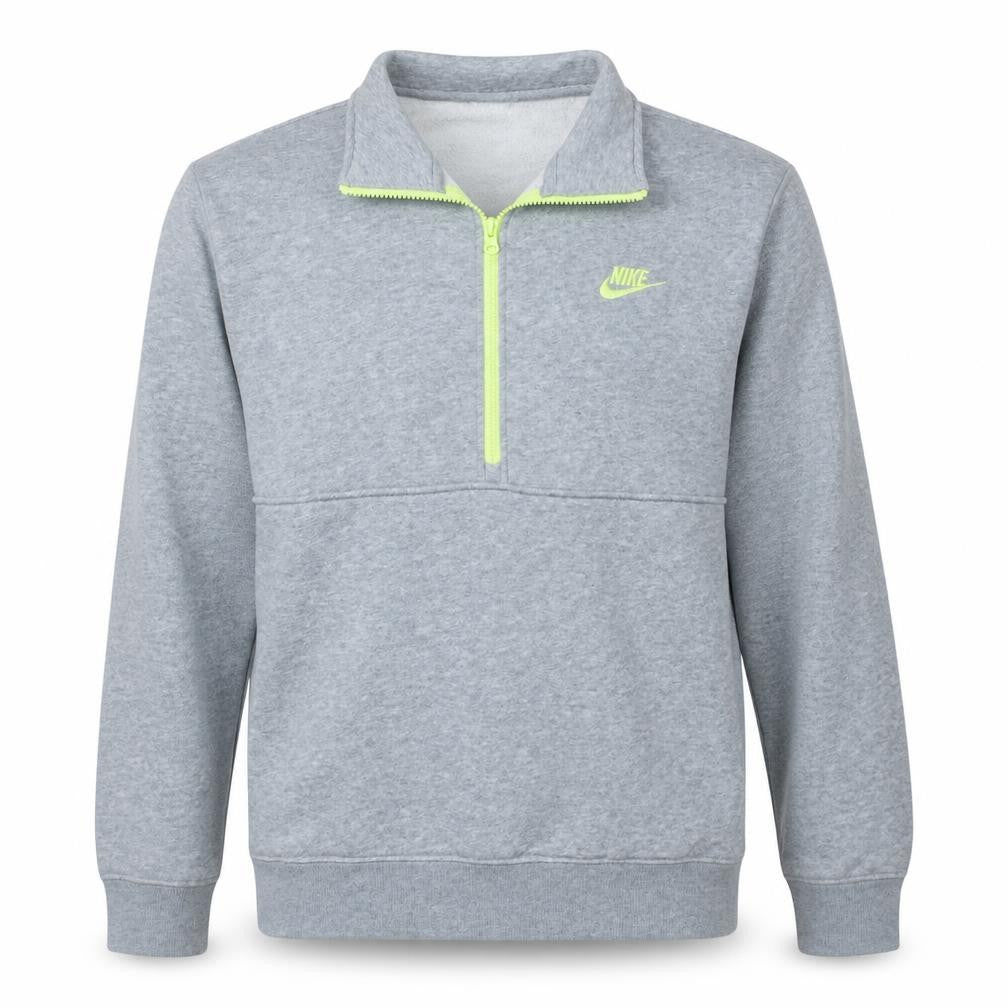 Nike Men's Grey 1/4 Zip Pullover Sweatshirt M Fleece Cotton Blend