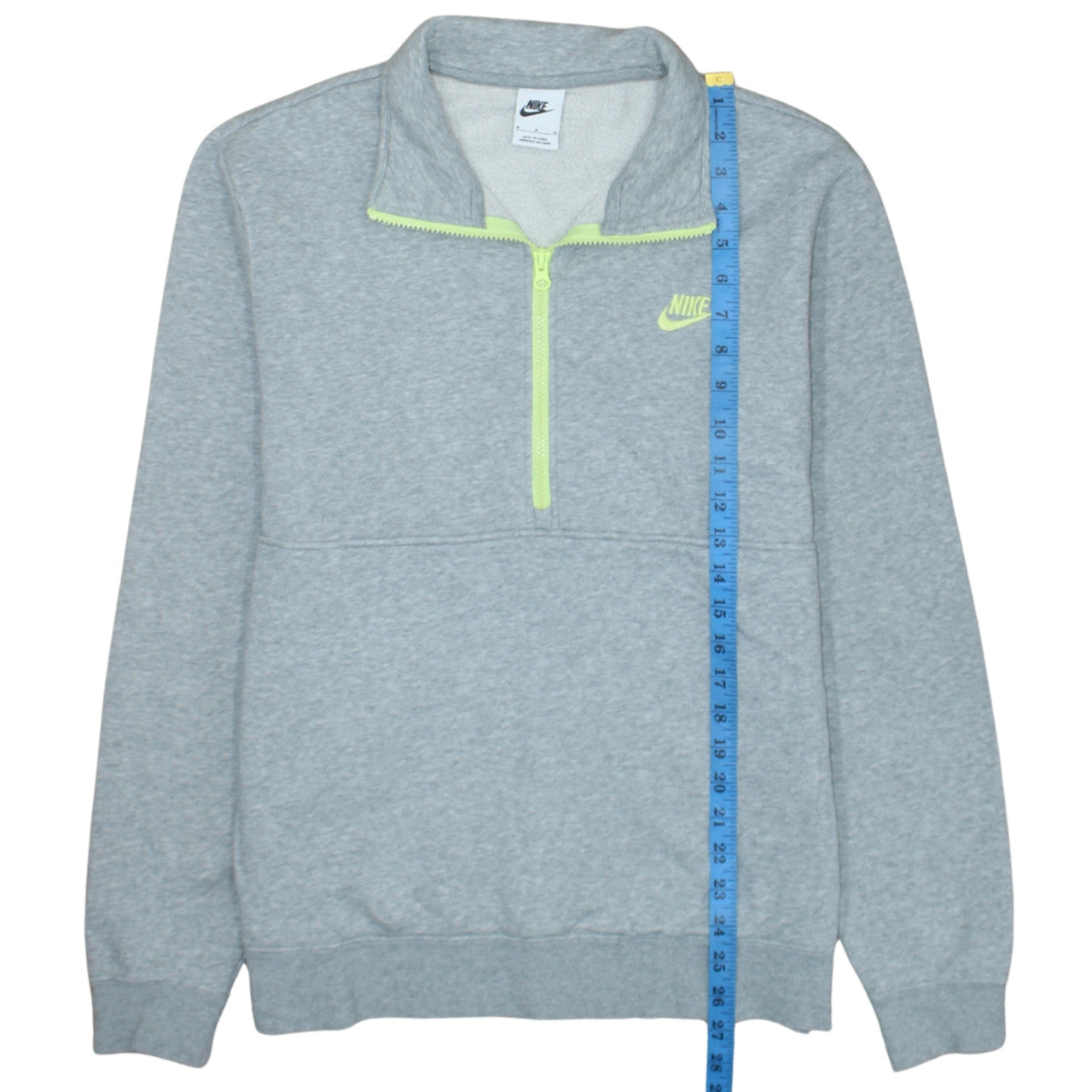 Nike Men's Grey 1/4 Zip Pullover Sweatshirt M Fleece Cotton Blend