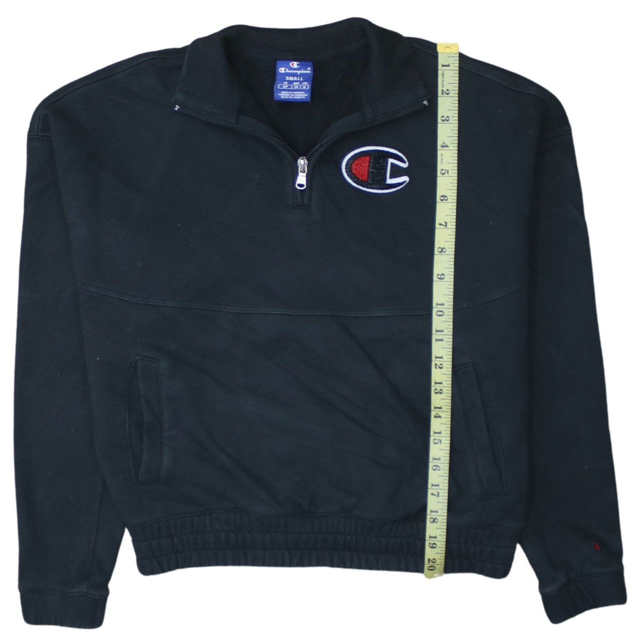 Champion Black Small 1/4 Zip Cotton Sweatshirt for Women