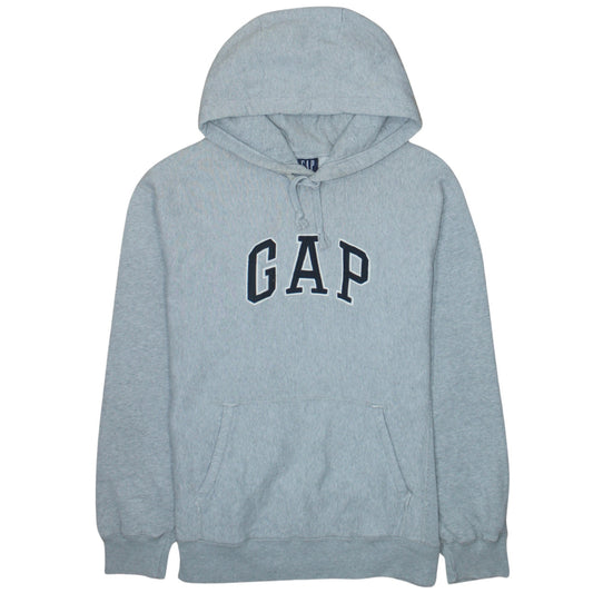 GAP Men's Grey Pullover Hoodie S Regular Fit Logo Fleece Sweatshirt