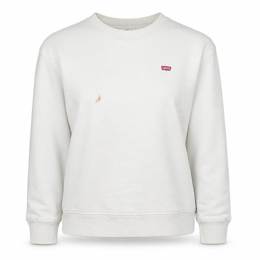 Levi's Women's White Cotton Crew Neck Pullover Sweatshirt M