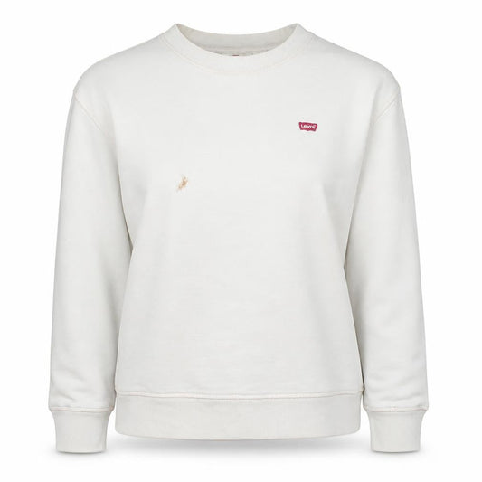 Levi's Women's White Cotton Crew Neck Pullover Sweatshirt M