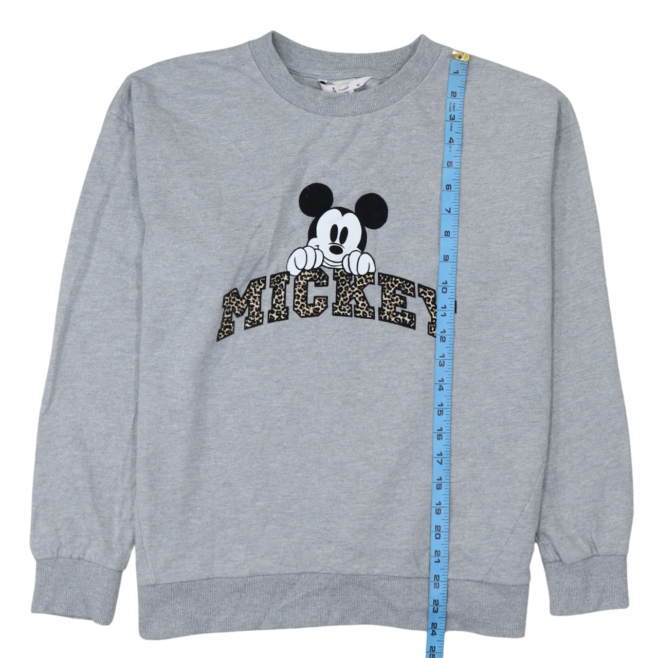 TU Woman Grey Disney Mickey Sweatshirt Size 16 Leopard Print