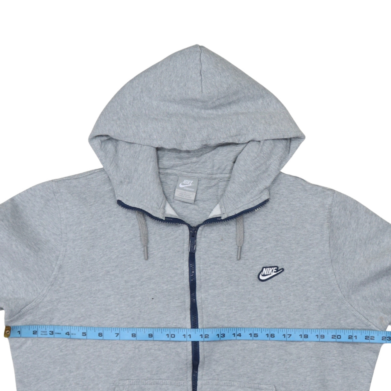 Nike Men's Grey Full Zip Hoodie L Sportswear Cotton Blend