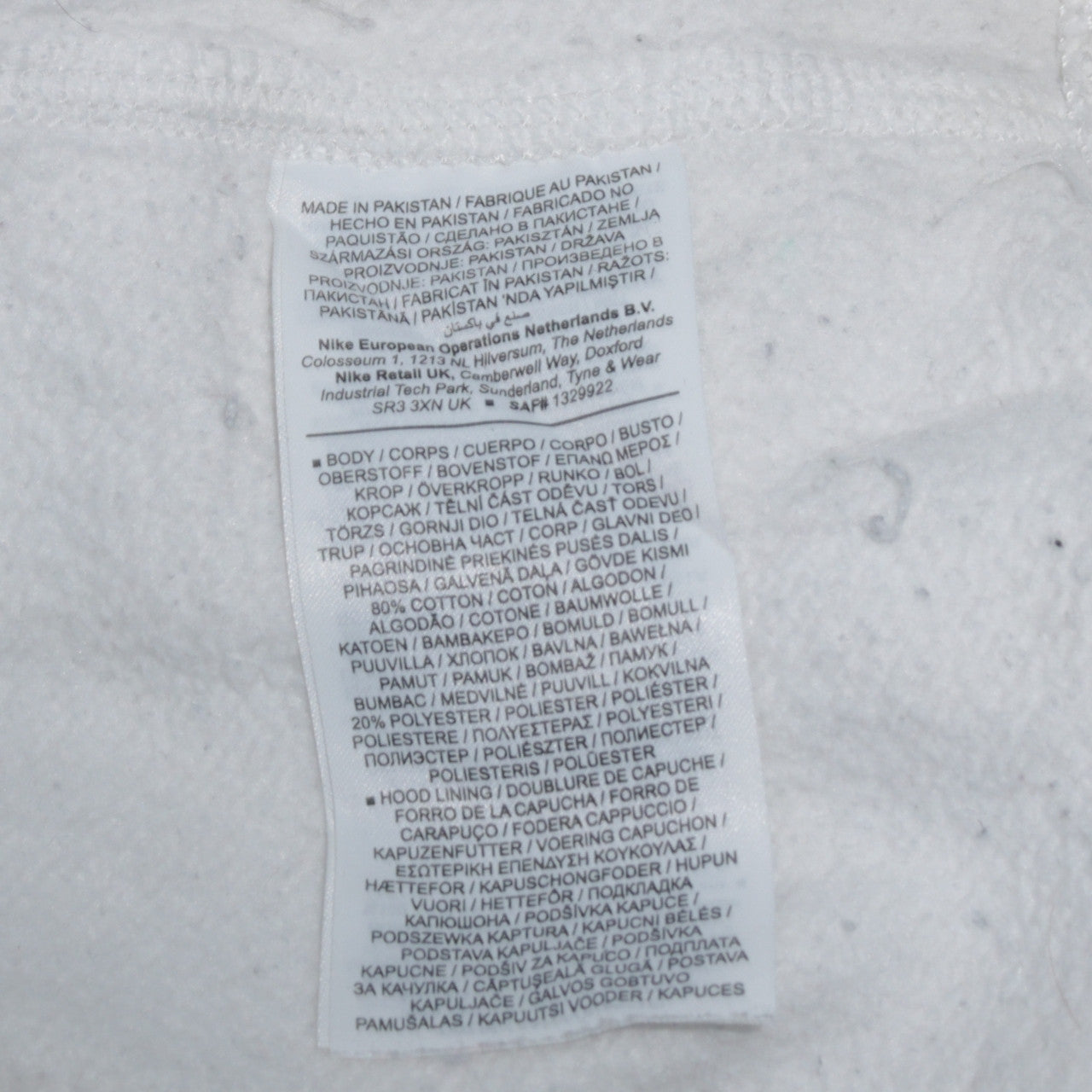 Nike Men's White Pullover Hoodie XS Fleece Regular Fit Logo