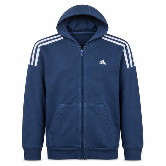 Adidas Boys Blue Full Zip Hoodie 13-14 Years Sports Fleece Sweatshirt