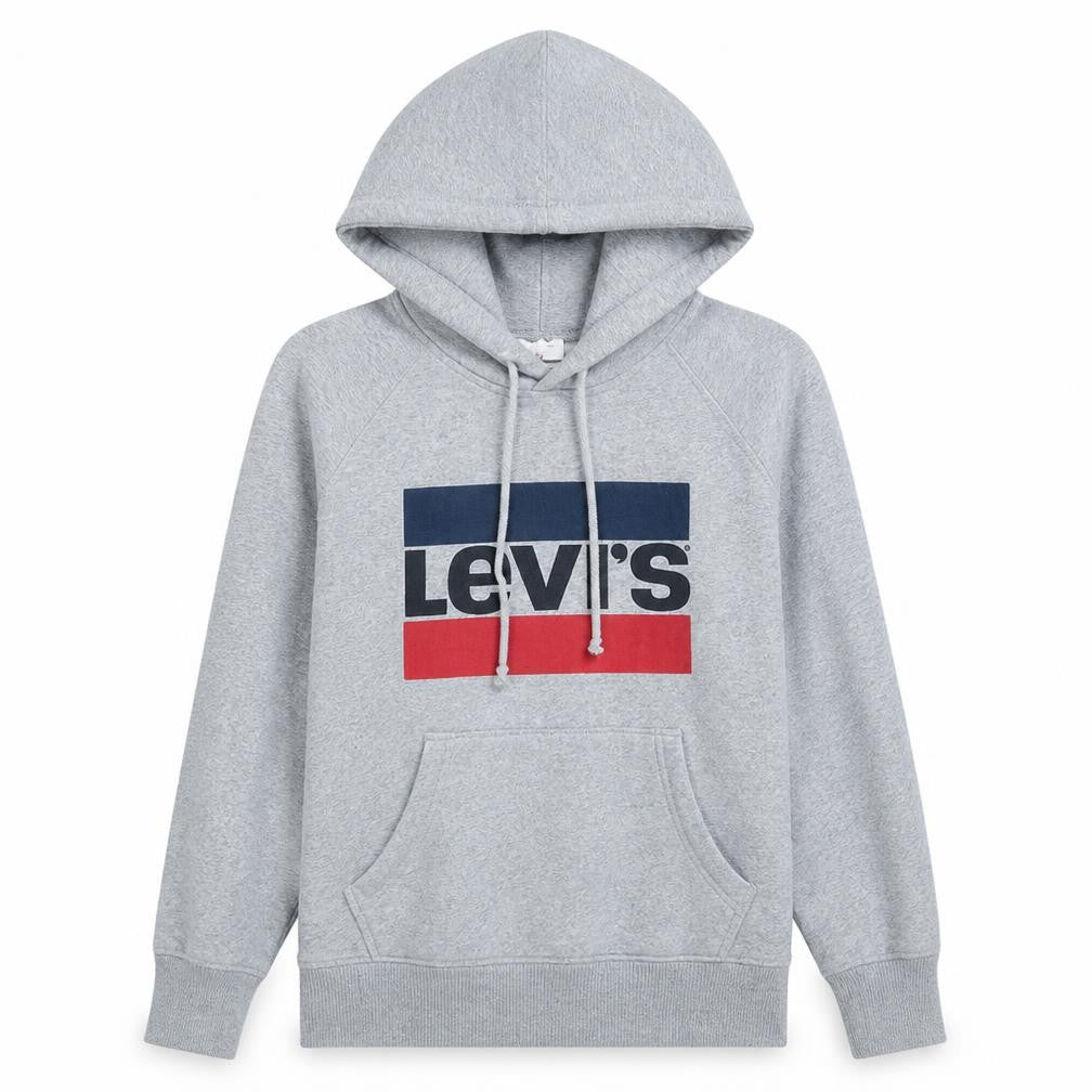Levi's Womens Grey 2XS Pullover Hoodie Logo Print Cotton Blend