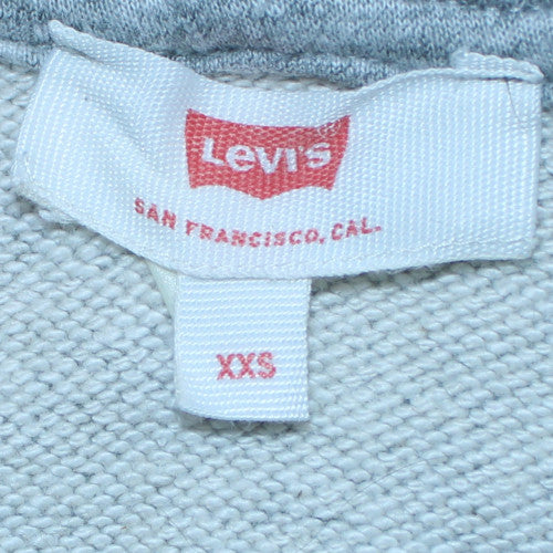 Levi's Womens Grey 2XS Pullover Hoodie Logo Print Cotton Blend