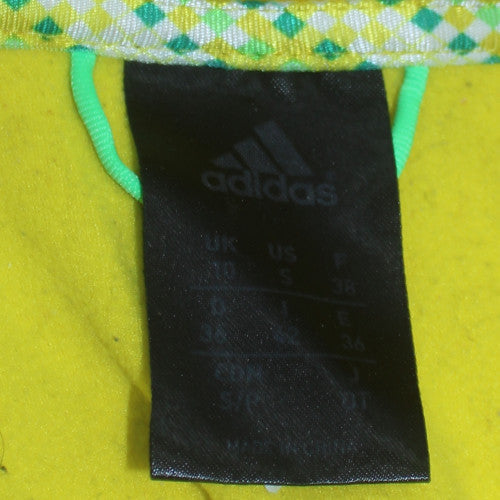Adidas Womens Yellow White Full Zip Hoodie UK 10 Sports Casual