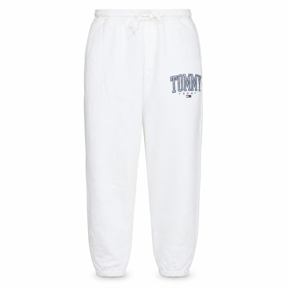 Tommy Jeans Men's White M Sweatpants Tapered Fleece Drawstring Trousers