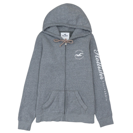 Hollister Men's Grey Full Zip Hoodie M Classic Logo Fleece