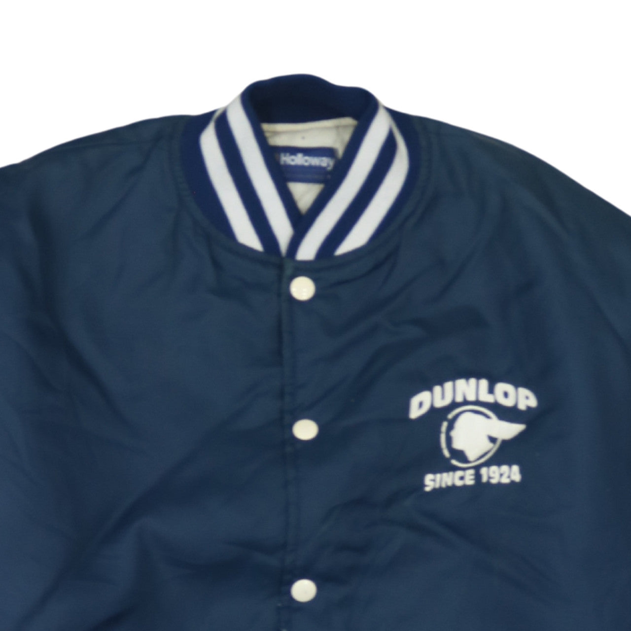 Holloway Men’s Blue Varsity Jacket L Dunlop Pontiac Embroidered Retro