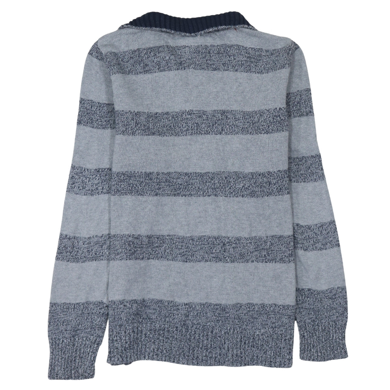 Tommy Hilfiger Womens Grey Striped Cotton 1/4 Zip Jumper M