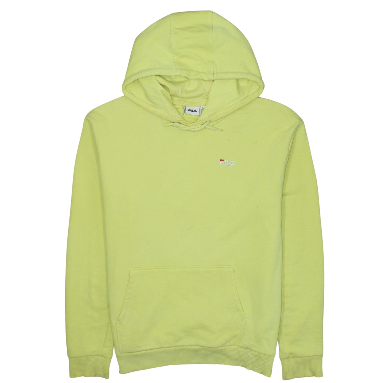 FILA Men Yellow Pullover Hoodie L Regular Fit Cotton Blend