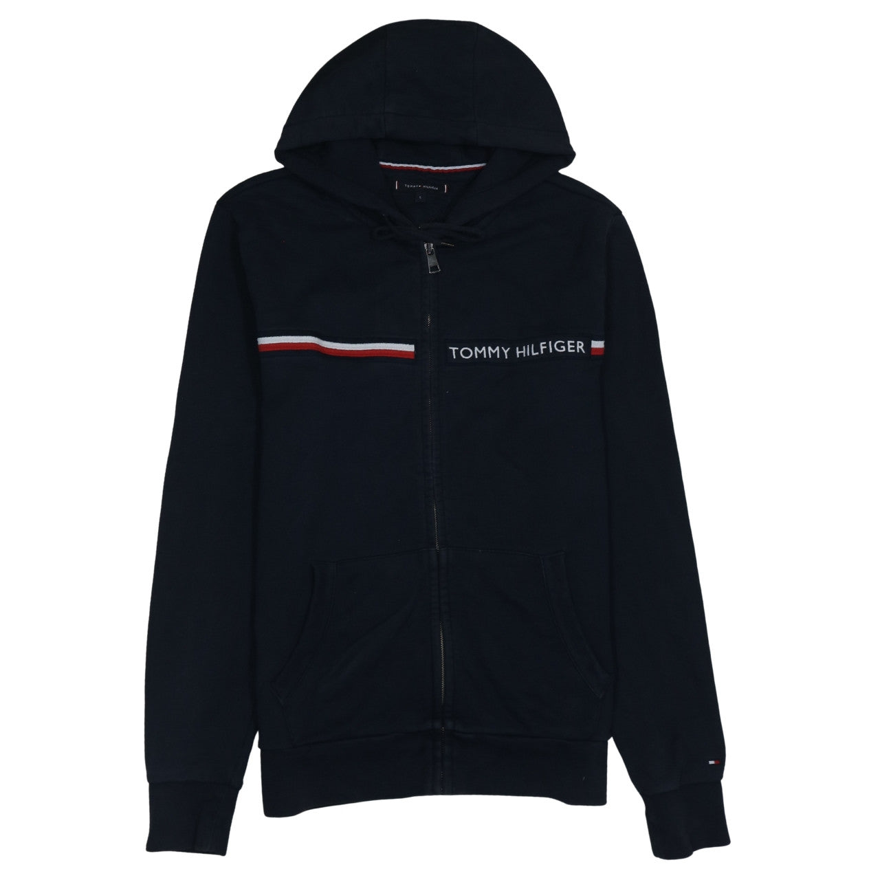 Tommy Hilfiger Men's Black Full Zip Hoodie L Classic Logo